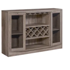 Home Source Bar Cabinet With Two Curved Glass Doors In Charcoal Finish -Furniture Store GUEST 49c64f22 d4e6 4464 90c1 b05c7de91b5e