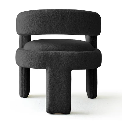 ZEN 25" Wide Contemporary Design Faux Shearling Boasting Curved Streamlined Silhouette Armrest Accent Barrel Chair-The Pop Maison 6 ZEN 25" Wide Contemporary Design Faux Shearling Boasting Curved Streamlined Silhouette Armrest Accent Barrel Chair-The Pop Maison - Image 4