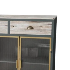 47.6" Modern Freestanding 4 Glass Door Sideboard With 3 Top Drawers, Natural - ModernLuxe 18 47.6" Modern Freestanding 4 Glass Door Sideboard With 3 Top Drawers, Natural - ModernLuxe -Furniture Store GUEST 4a3a155a d809 46a9 a21d 4ccb31a47c79