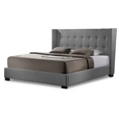 King Favela Linen Modern Bed With Upholstered Headboard Gray - Baxton Studio -Furniture Store GUEST 4a475165 4898 4c43 8b46 d63703fd6b05