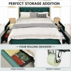 Costway Full/Queen Upholstered Bed Frame With 4 Storage Drawers Headboard -Furniture Store GUEST 4b24514c 46e6 43e3 9075 0639bc68c619