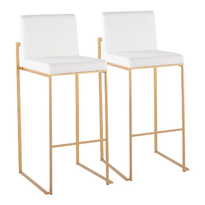 Set Of 2 Fuji High Back Stainless Steel/Velvet Barstools With Gold Legs - LumiSource 12 Set Of 2 Fuji High Back Stainless Steel/Velvet Barstools With Gold Legs - LumiSource - Image 10