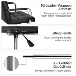 Yaheetech Modern Office Chair Height Adjustable Swivel Chair Mid Back PU Leather Chair -Furniture Store GUEST 4c599b39 93c7 4002 ab73 28c22ab3ef8e