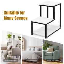 Costway 3-Tier End Table Sofa Side Table Night Stand W/ Shelf For Living Room White -Furniture Store GUEST 4c79f299 f49c 4546 8b69 8c305e9625ca