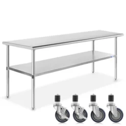 GRIDMANN Stainless Steel Table With 4 Casters (Wheels), NSF Commercial Kitchen Work & Prep Table -Furniture Store GUEST 4d103d7c 1be4 4259 8fc6 e9d9cdff0d5a