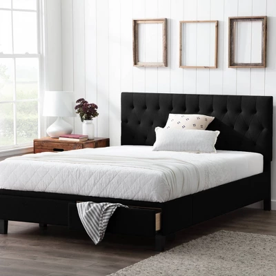 Full Anna Upholstered Bed With Drawers Black - Brookside Home 4 Full Anna Upholstered Bed With Drawers Black - Brookside Home - Image 2