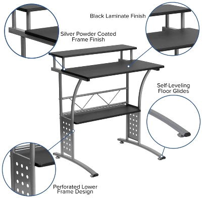 Flash Furniture Work From Home Kit - Black Computer Desk, Ergonomic Mesh Office Chair And Locking Mobile Filing Cabinet With Side Handles 5 Flash Furniture Work From Home Kit - Black Computer Desk, Ergonomic Mesh Office Chair And Locking Mobile Filing Cabinet With Side Handles - Image 3