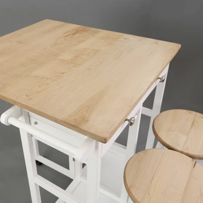 Square Hardwood Drop Leaf Table Top Breakfast Cart Natural/White - Flora Home 15 Square Hardwood Drop Leaf Table Top Breakfast Cart Natural/White - Flora Home - Image 13
