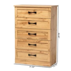 Colburn Wood 5 Drawer Tallboy Storage Chest Oak Brown - Baxton Studio -Furniture Store GUEST 4e8acaa7 b1ca 4708 a38e e185a9736bd0
