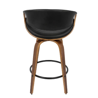 Set Of 2 Symphony Mid Century Modern Counter Height Barstool Faux Leather Walnut/Black - LumiSource 7 Set Of 2 Symphony Mid Century Modern Counter Height Barstool Faux Leather Walnut/Black - LumiSource - Image 5