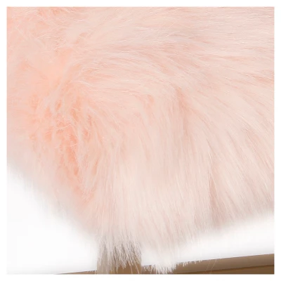 Faux Fur Rectangle Bench - Pink - HomePop 8 Faux Fur Rectangle Bench - Pink - HomePop - Image 6