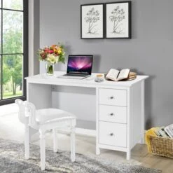 Tangkula Computer Desk Writing Table W/3 Drawers Workstation For Home Office White/Black -Furniture Store GUEST 513fea3c a094 4241 9cce 744b79138544