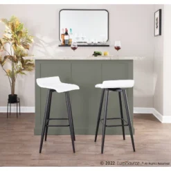 Set Of 2 Ale Faux Leather/Steel Barstools Black/White - LumiSource -Furniture Store GUEST 516dc014 3eb6 4ba7 be39 5f75511a6205