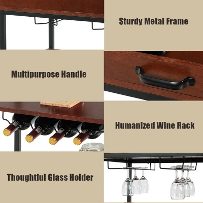 Costway 3 Tier Trolley Cart Kitchen Island Serving Bar Cart W/ Glass Holder & Wine Rack 7 Costway 3 Tier Trolley Cart Kitchen Island Serving Bar Cart W/ Glass Holder & Wine Rack - Image 5