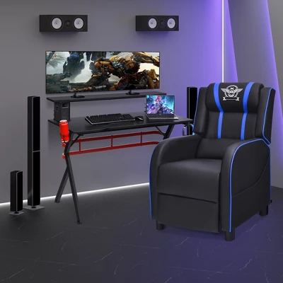 Costway Gaming Desk & Chair Set 48'' Computer Desk & Massage Recliner Chair Black + White/Blue/Pink/Red 3 Costway Gaming Desk & Chair Set 48'' Computer Desk & Massage Recliner Chair Black + White/Blue/Pink/Red