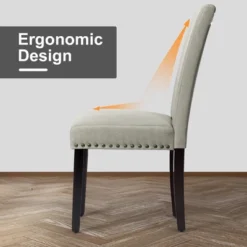 Costway Set Of 4 Fabric Dining Chairs W/Nailhead Trim -Furniture Store GUEST 51d96984 e7cf 466f be2d df0bf772e523