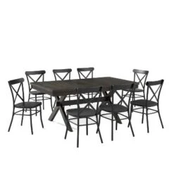 9pc Hayden Extendable Dining Set With Camille Chairs Matte Black/Slate - Crosley -Furniture Store GUEST 5693b11e 7fa1 47da 915e 388f3c299116
