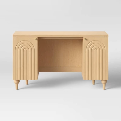Arches Writing Desk With Storage Cabinets Natural - Threshold™ 4 Arches Writing Desk With Storage Cabinets Natural - Threshold™ - Image 2