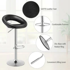 Costway Set Of 2 Bar Stools Adjustable PU Leather Barstools Swivel Pub Chairs Black New Low Back -Furniture Store GUEST 56ec5336 2e83 4c3b 96bb ad79fc799162