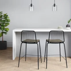 New Arrival 3 Set Of 2 Sodra Rounded Seat Wire Counter Height Barstool Black - Threshold™