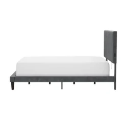 Muellen Upholstered Platform Bed With 2 Dual USB Ports Graphite Gray Vinyl - Hillsdale Furniture -Furniture Store GUEST 588df6c8 28db 43d1 9783 d618e23e4264
