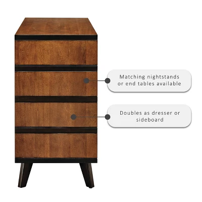 Mid-Century Modern 6 Drawer Dresser Walnut - Linon 5 Mid-Century Modern 6 Drawer Dresser Walnut - Linon - Image 3