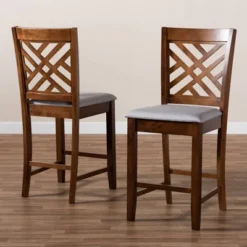 Set Of 2 Caron Fabric Upholstered Wood Counter Height Pub Chair Set Gray/Walnut - Baxton Studio -Furniture Store GUEST 596dcca4 caa9 46e6 b443 3ead3188568d