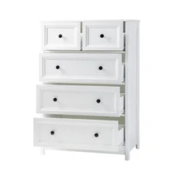 Farmhouse 5 Drawer Grooved Tall Storage Dresser White - Saracina Home 26 Farmhouse 5 Drawer Grooved Tall Storage Dresser White - Saracina Home -Furniture Store GUEST 59730227 3443 4480 9ec0 c768319687fc