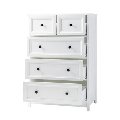 Farmhouse 5 Drawer Grooved Tall Storage Dresser White - Saracina Home 13 Farmhouse 5 Drawer Grooved Tall Storage Dresser White - Saracina Home - Image 11