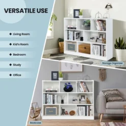 Costway 3-tier Open Bookcase 8-Cube Floor Standing Storage Shelves Display Cabinet White -Furniture Store GUEST 59aada91 3cfc 4754 ba94 8891f9ebcdb8