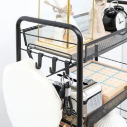 HOMCOM 5 Tier Utility Rolling Cart, Metal Storage Cart, Kitchen Cart With Removable Mesh Baskets, For Living Room, Laundry, Garage And Bathroom, Black -Furniture Store GUEST 59eade0e 4817 42f6 a8d8 87054bdb660c