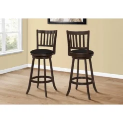 2pk 44" Upholstered Slat Back Swivel Bar Height Barstools - EveryRoom