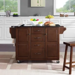 Eleanor Granite Top Kitchen Cart Mahogany/Black - Crosley -Furniture Store GUEST 5b042766 78f2 42f0 9e44 a3267dac8212