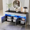 Contemporary Dressing Table With LED Lights And Marble Top, Gray - ModernLuxe -Furniture Store GUEST 5b2d5ebf 253e 483c bcb7 25d089750132