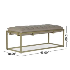 Riebe Contemporary Handmade Channel Stitch Ottoman Bench Dark Cream/Matte Gold - Christopher Knight Home -Furniture Store GUEST 5b35c381 0e2e 414b 9356 4986765571ca