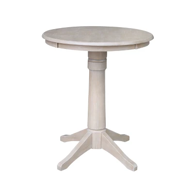 Solid Wood Round Pedestal Dining Table Weathered Gray - International Concepts 7 Solid Wood Round Pedestal Dining Table Weathered Gray - International Concepts - Image 5