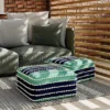Judith Square Woven PET Polyester Pouf Aqua/Navy/White - WyndenHall -Furniture Store GUEST 5b95faa0 a5de 44b3 8e83 3efbfc260378