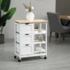 HOMCOM Rolling Kitchen Island Cart, Bar Serving Cart, Compact Trolley On Wheels With Wood Top, Shelves & Drawers For Home Dining Area -Furniture Store GUEST 5bb771ce c15a 4539 b962 401a1c3c984e