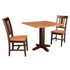 Set Of 3 36" Square Dual Dining Table With 2 San Remo Chairs Cinnamon/Brown - International Concepts -Furniture Store GUEST 5bf008bf bd77 43df 9a18 1e8c5db26541