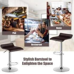 Costway Set Of 2 Swivel Bar Stool PU Leather Adjustable Kitchen Counter Bar Chair Coffee -Furniture Store GUEST 5cc7a82f 1b3d 419a 8b83 07111f16ee28