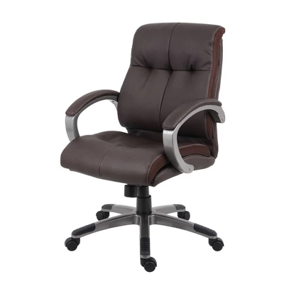 Double Plush Mid Back Executive Chair Brown - Boss Office Products 4 Double Plush Mid Back Executive Chair Brown - Boss Office Products - Image 2