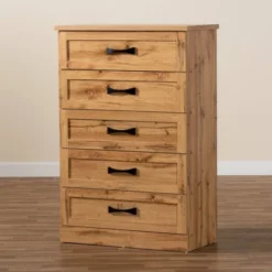 Colburn Wood 5 Drawer Tallboy Storage Chest Oak Brown - Baxton Studio -Furniture Store GUEST 5de9d105 bed9 495e 89f8 75d2daa5193f