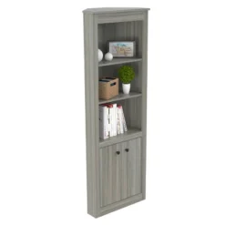70.02" Corner Bookshelf Gray - Inval 13 70.02" Corner Bookshelf Gray - Inval -Furniture Store GUEST 5ece7827 5d22 4907 b769 d94380a3516b