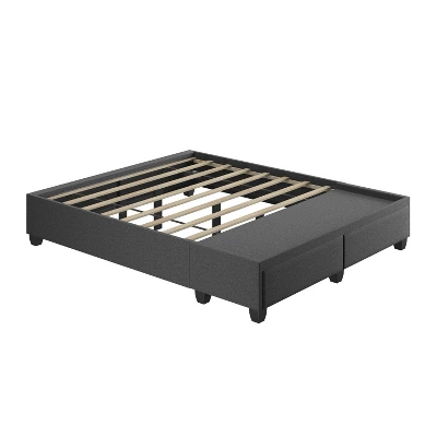 Monica Linen Upholstered Platform Bed With Storage Drawers - Eco Dream 3 Monica Linen Upholstered Platform Bed With Storage Drawers - Eco Dream