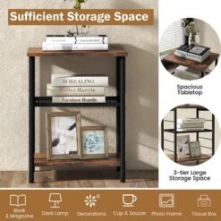 Costway 2 PCS 3-Tier Side End Table With Adjustable Mesh Shelf Narrow Nightstand -Furniture Store GUEST 5f3140aa 5e45 4aea 90ee 89b146588351