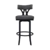 30" Natalie Faux Leather Metal Barstool Gray/Black - Armen Living