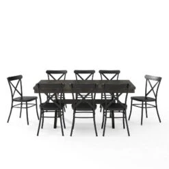 9pc Hayden Extendable Dining Set With Camille Chairs Matte Black/Slate - Crosley -Furniture Store GUEST 5fe092dc 3f14 4e60 a2ef 7dc052b20562