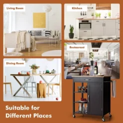 Tangkula Mobile Kitchen Island Cart Serving Utility Trolley Drawer Shelf Towel Rack -Furniture Store GUEST 5ff489c1 c449 4ec5 ad61 3f43dc795678