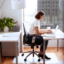 36"x48" Polypropylene Anti-Slip Foldable Rectangular Chair Mat For Hard Floors White - Floortex