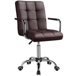 Yaheetech Modern Office Chair Height Adjustable Swivel Chair Mid Back PU Leather Chair -Furniture Store GUEST 60ab52aa c19e 43d4 9796 00d23cf82bb6